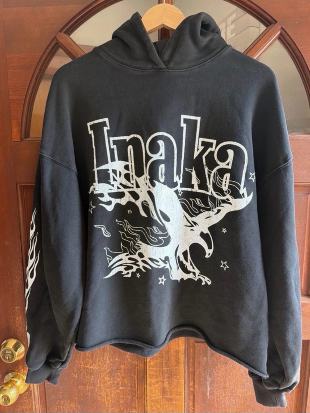 Inaka Power Black Hoodie with White Eagle Graphic